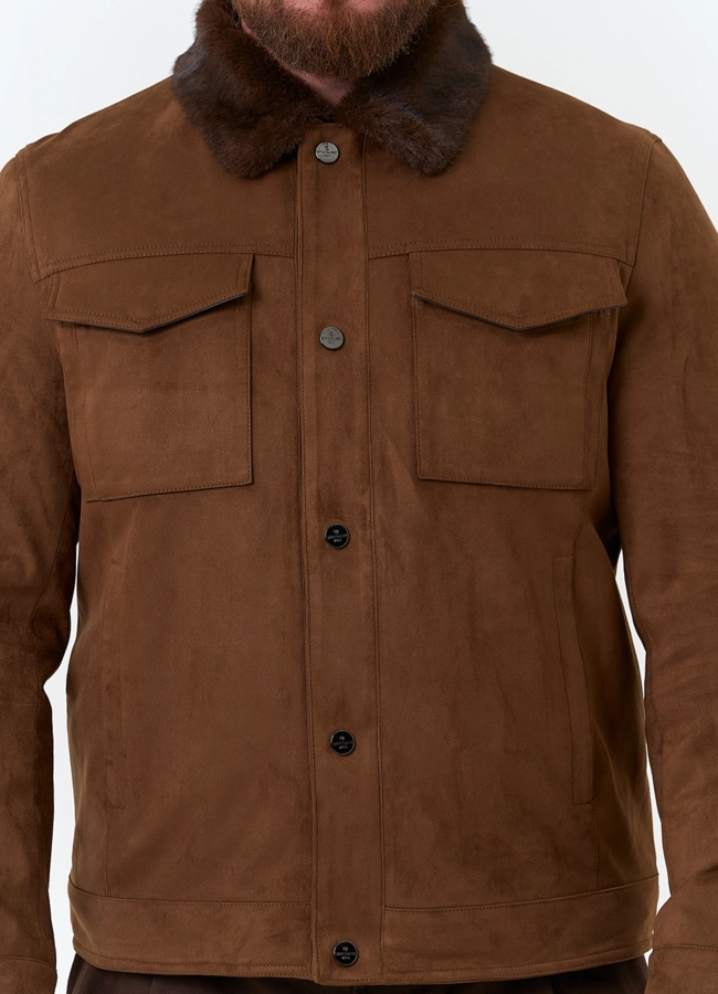 Мужская утепленная куртка из эко замши модель № 34093 универмаг малина фото