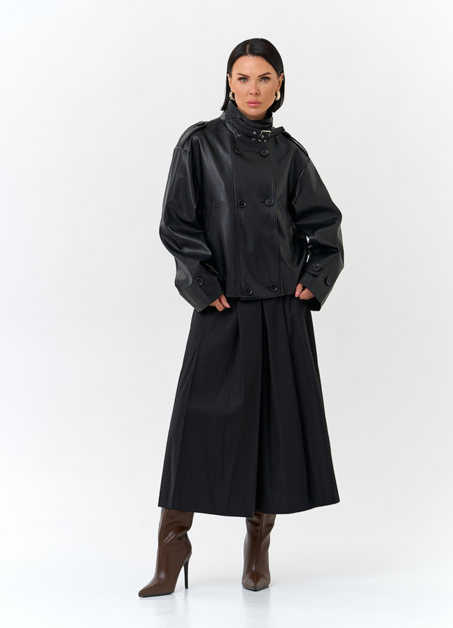 Женская куртка из эко кожи черного цвета модель № 32738 универмаг малина