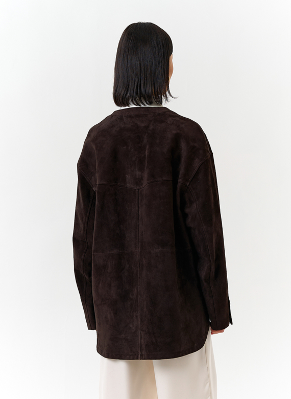 Удлиненная куртка из натуральной замши