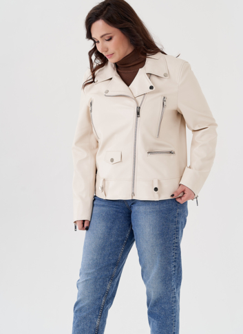 Светлая куртка косуха из эко кожи