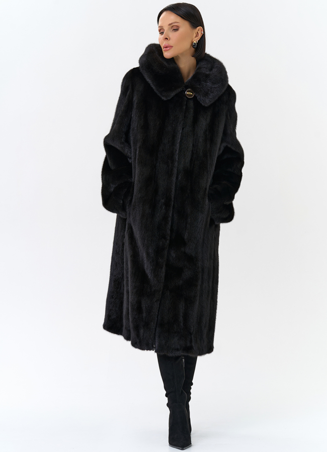 Шуба из норки в цвете махагон модель № 26691 универмаг малина