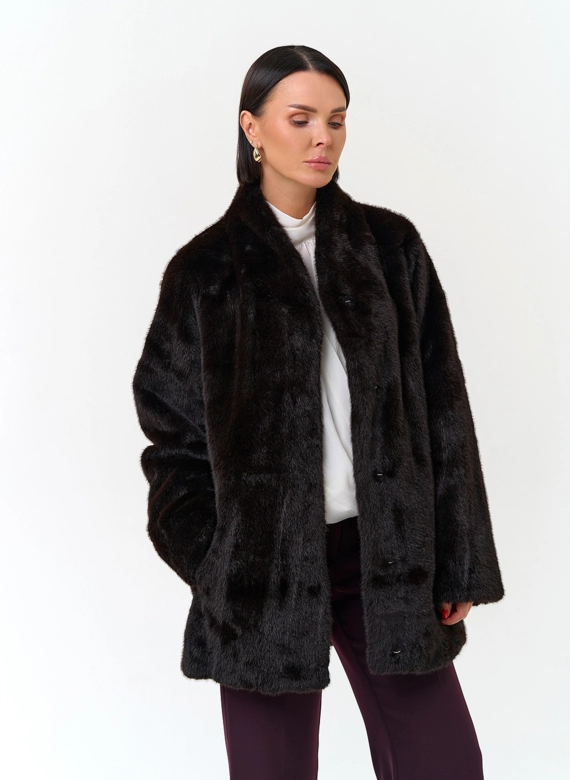 Женское пальто из эко меха