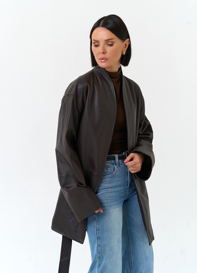 Женский жакет кимоно из натуральной кожи модель № 33116 универмаг малина