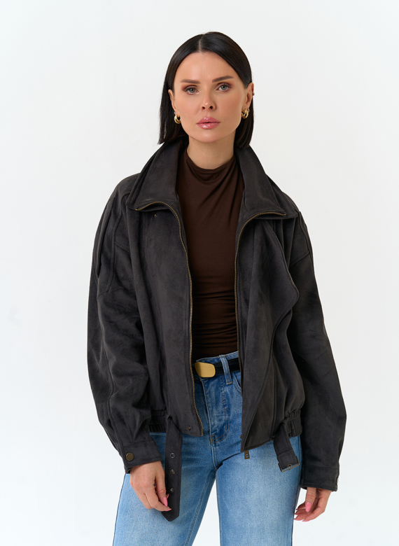 Женская куртка бомбер из эко замши