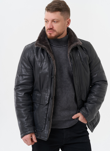 Куртка из натуральной кожи с отделкой из мутона