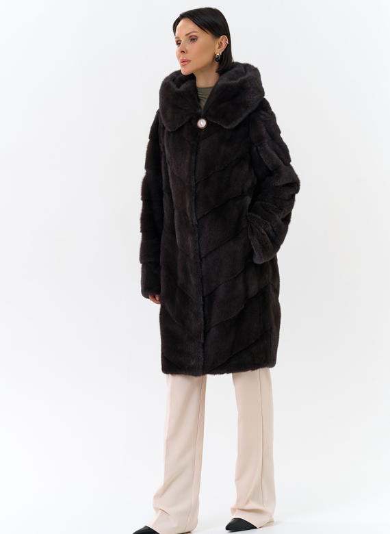 Норковая шуба с капюшоном