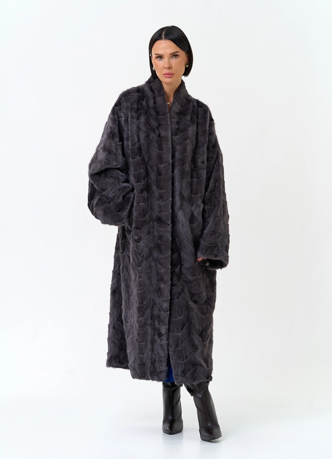 Длинная шуба из меха норки  модель № 34372 универмаг малина фото