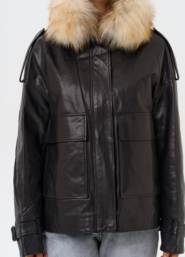 Куртка из натуральной кожи с мехом модель № 23443 в рассрочку