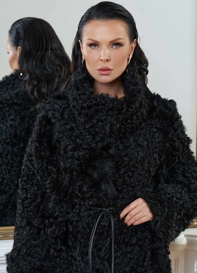 Натуральная дубленка модель № 26832 универмаг малина