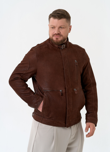 Мужская куртка из натуральной кожи коричневого цвета