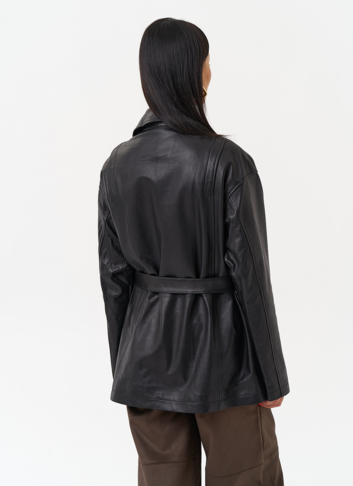 Куртка из натуральной кожи с поясом