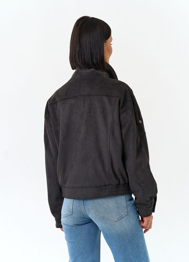 фото Женская куртка бомбер из эко замши модель № 33032