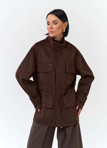Женская куртка парка из эко замши 