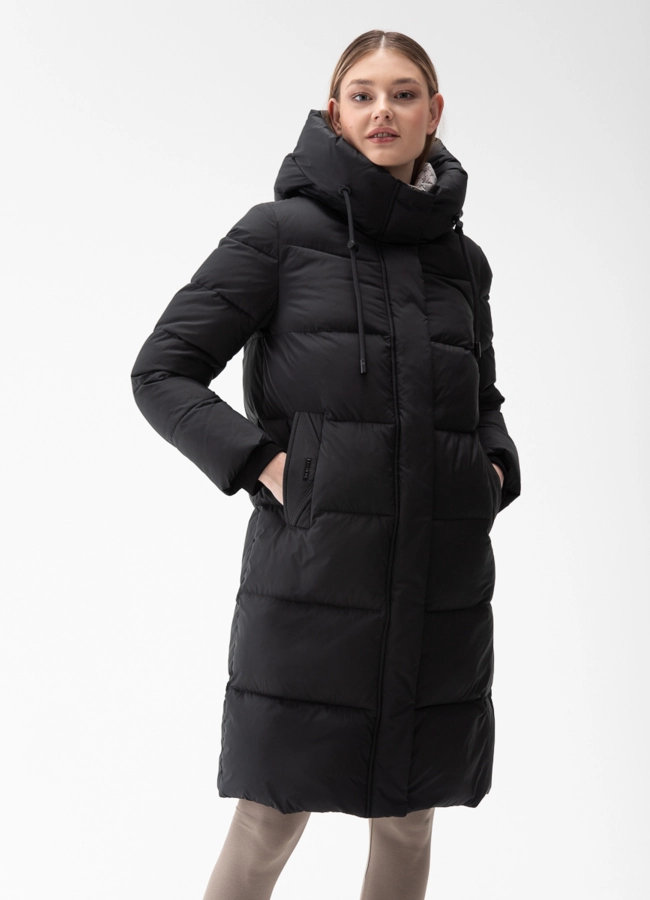 Женский пуховик с капюшоном  модель № 28378 универмаг малина