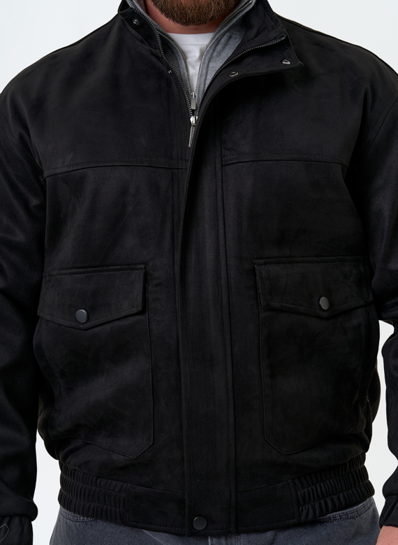 Мужская куртка бомбер из эко замши