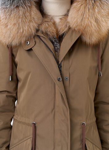 Женская парка с капюшоном из меха лисы