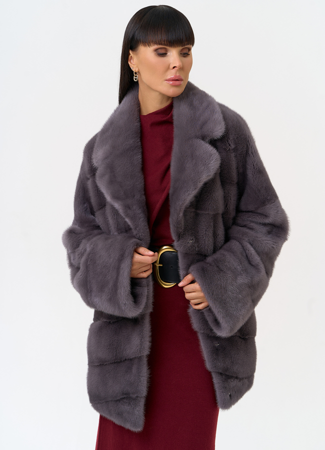 Шуба из меха норки с английским воротником модель № 31649 универмаг малина