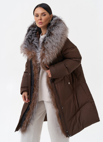 Пуховик с отделкой из меха блюфрост