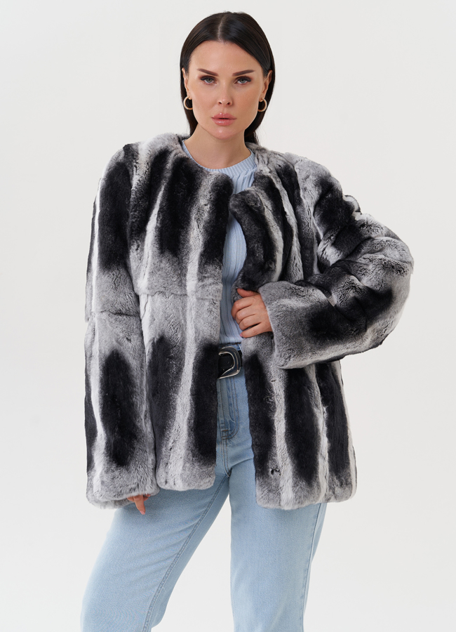 Женская шуба из меха кролика модель № 27631 универмаг малина