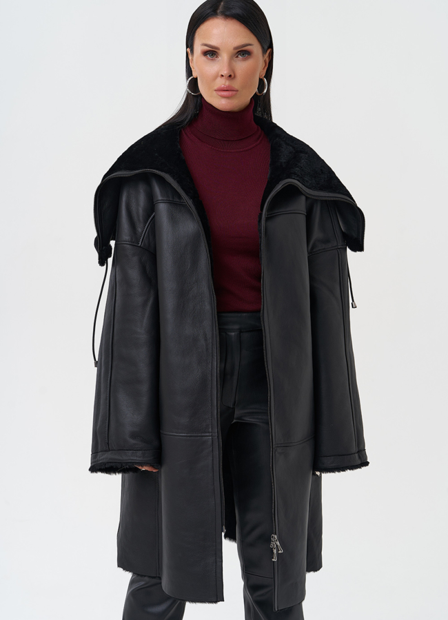 Натуральная дубленка модель № 28693 универмаг малина