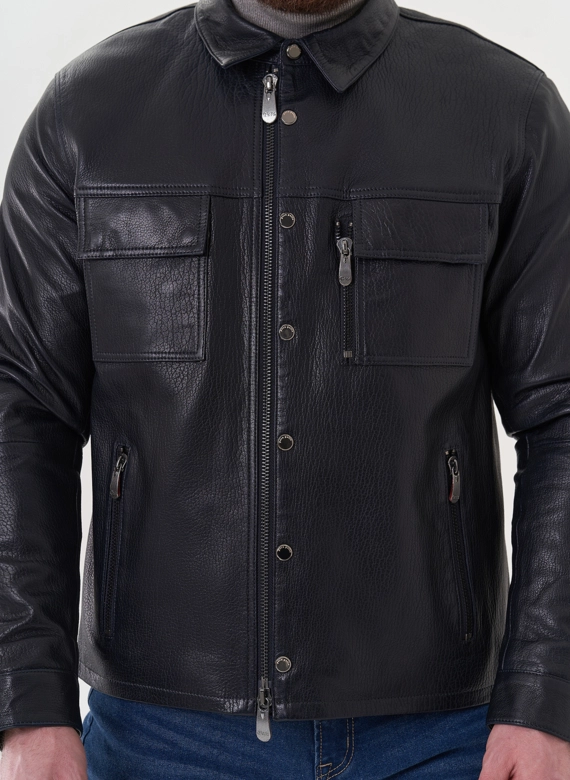 Мужская куртка "рубашка" из натуральной кожи