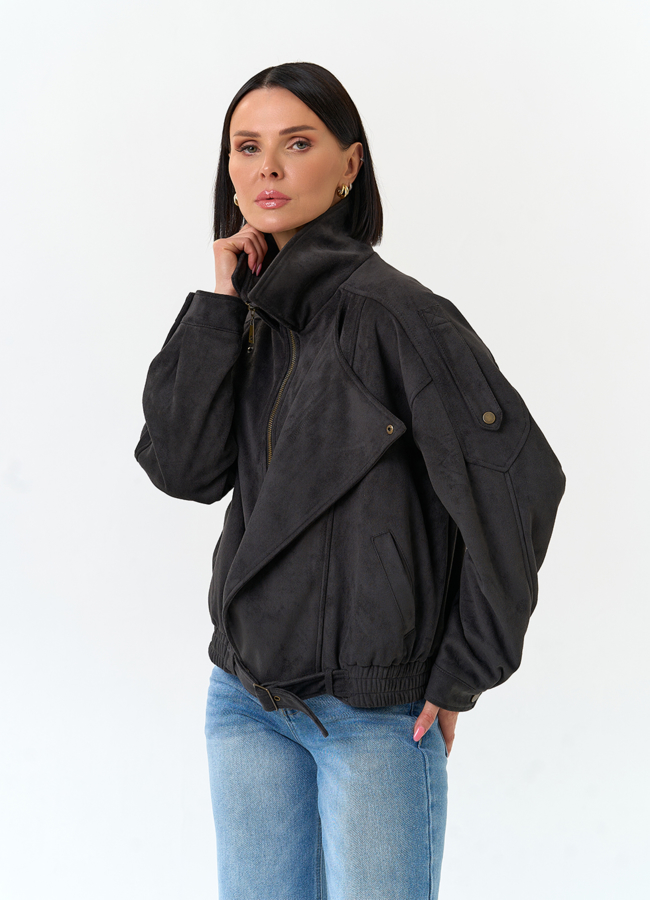 Женская куртка бомбер из эко замши модель № 33032 в рассрочку