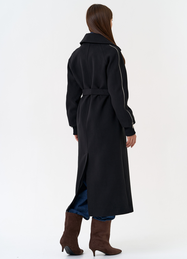 Женское пальто с декоративными молниями модель № 31383 в кредит