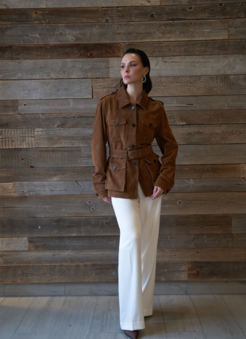 Куртка - сафари женская из натуральной замши