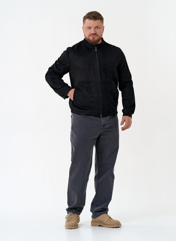 Мужская куртка из эко замши черного цвета