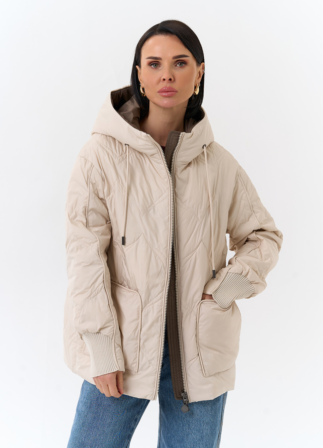 Женская куртка с капюшоном  модель № 32508 меха малина