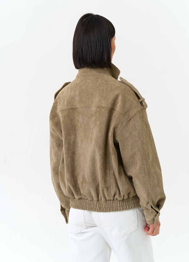 фото Женская куртка бомбер из эко замши модель № 33161