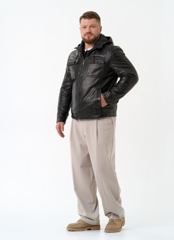 Мужская утепленная куртка из натуральной кожи