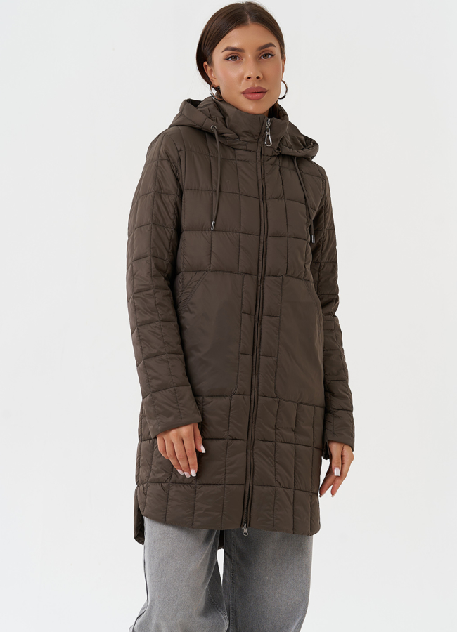 Стеганое пальто с капюшоном модель № 28295 в рассрочку