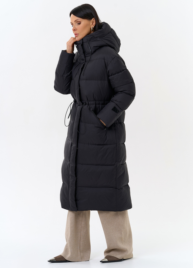 Женский пуховик черного цвета с капюшоном модель № 31935 в рассрочку