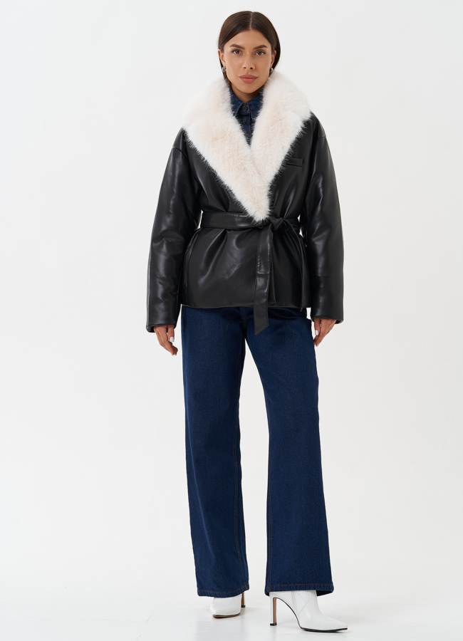 Утепленная куртка с эко мехом модель № 27988 в кредит