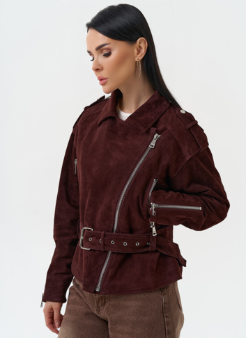 Женская куртка из натуральной замши с поясом