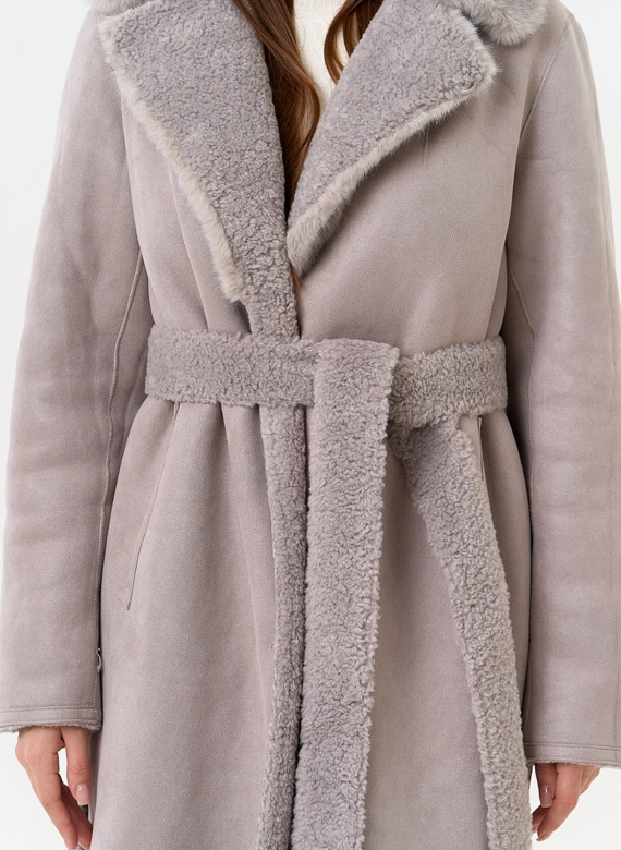 Женская двухсторонняя дубленка из эко замши